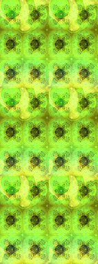 Raster illüstrasyonu. Yeşil renkte karalamalı çiçek deseni çiz.