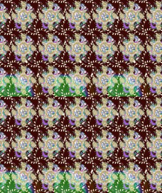 Sevimli çiçek raster deseni. Renkli Bahar Teması eskiz kalıbı. Düz Çiçek Elementleri Tasarımı. Kahverengi renkte çiçekler.