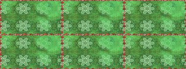 Suluboya, elle çizilmiş. Raster illüstrasyonu. Kusursuz bir arka plan modeli. Yeşil ve nötr renklerde yaprakları olan yabani çiçekler.