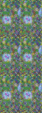 Vadinin yeşil ve mavi renkli çiçekleri. Raster dikişsiz çiçek deseni.