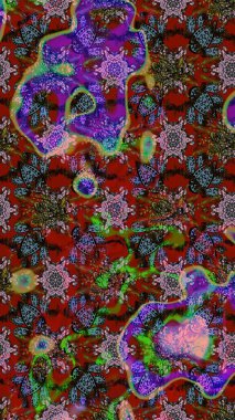 Renkli Yaz Temalı eskiz kalıbı. Sevimli çiçek raster deseni. Kırmızı ve kahverengi renkte çiçekler. Düz Çiçek Elementleri Tasarımı.