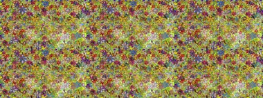 Çiçekli bahar çiçekleri. Kusursuz. Motley illüstrasyonu. Moda baskıları için zarif bir şablon. Küçük renkli çiçekler. Küçük çiçekte şirin desenler.