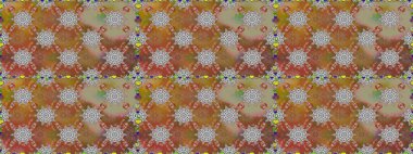 Yumuşak, bahar çiçekleri kahverengi ve gri renklerde. Raster illüstrasyonu. Yaprak ve çiçeklerin suluboya resmi, kahverengi ve gri renklerde pürüzsüz desen.