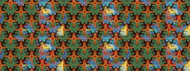 Çiçek ve yapraklı çiçek deseni. Raster illüstrasyonu. Küçük çiçekli şirin desen.