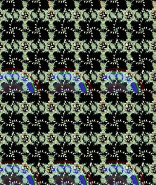 Raster deseni. Bahar çiçekleri dallı desen, siyah renkler çiçekli siluet..