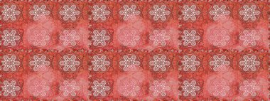 Raster dikişsiz çiçek deseni. Vadinin çiçekleri pembe ve turuncu renklerde.