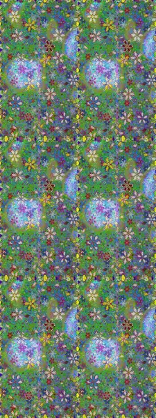 Vadinin yeşil ve mavi renkli çiçekleri. Raster dikişsiz çiçek deseni.