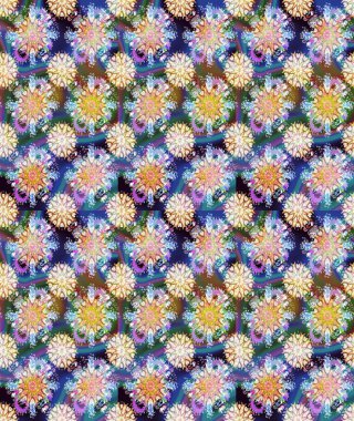 Şirin çiçekler. Raster Moda kumaş deseni. Çizgi çizimi deseni.