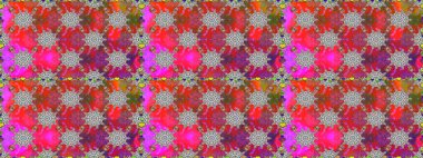 Raster illüstrasyonu. Kusursuz çiçek deseni duvar kâğıdı olarak kullanılabilir. Gri ve kırmızı renkte çiçekler.