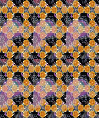 Raster. Sarı renkli güzel çiçekli çizim deseni, suluboya çiçek deseni, duvar kağıdı, kart veya kumaş için fayanslı..