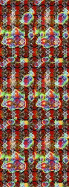 Kırmızı, gri ve kahverengi renkte çiçekler. Raster illüstrasyonunda çiçek deseni çizimi.