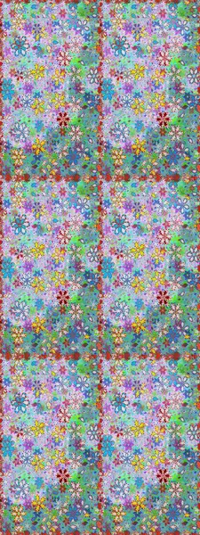 El yapımı çiçek ve bitki koleksiyonu. Raster illüstrasyonu. Şirin karalama çiçekleri olan kusursuz çiçek desenleri. Raster illüstrasyonu. Robot resim tarzı mavi ve nötr renkler.