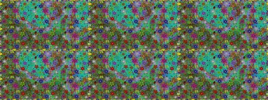 Kusursuz çiçek deseni duvar kâğıdı olarak kullanılabilir. Yeşil ve mavi renkte çiçekler. Raster illüstrasyonu.