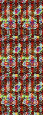 Kırmızı, gri ve kahverengi renkte çiçekler. Raster illüstrasyonunda çiçek deseni çizimi.