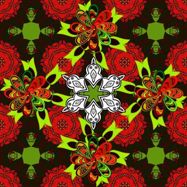 Çiçek deseni. Vektör Dikişsiz güzel kumaş desen. Bahar Tema Dikişsiz desen arka plan rengi. Düz çiçek öğeleri tasarım