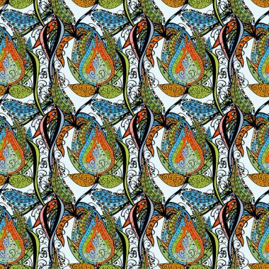 Çiçek deseni. Vektör Dikişsiz güzel kumaş desen. Bahar Tema Dikişsiz desen arka plan rengi. Düz çiçek öğeleri tasarım