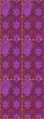 El çizimi çiçekli, pürüzsüz bir desen. Mor ve mor arka planda. Çocuksu tasarım. Tekstil, kumaş, ambalaj, hatıra defteri için güzel çiçek arkaplanı..