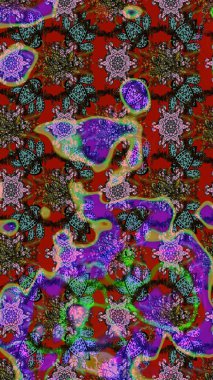 Raster deseni. Doğa. - Kırmızı ve kahverengi çiçekler. Küçük çiçekte güzel bir desen var. Çiçek kolajı. Çiçek arkaplan. Çiçek bileşimi.