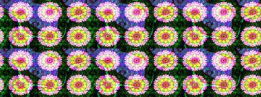 Yeşil renkli çiçekler. Renkli Yaz Temalı eskiz kalıbı. Düz Çiçek Elementleri Tasarımı. Sevimli çiçek raster deseni.