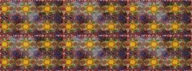 Kahverengi renkte çok kahverengi, zarif küçük çiçekler ve komik böcekler, raster desen, illüstrasyon.