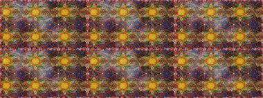 Kahverengi renkte çok kahverengi, zarif küçük çiçekler ve komik böcekler, raster desen, illüstrasyon.