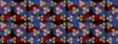 Çiçeksel çizim kalıbının yansıması. Vadinin mavi renkli çiçekleri.