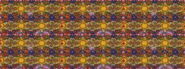 Raster illüstrasyonundaki çiçek desenli çizim. Suluboya tarzında kahverengi renkte çiçekler.