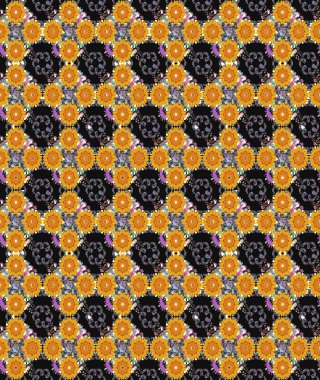 Parlak renkli çiçekleri ve gri ve sarı renklerde yaprakları olan kusursuz çiçek desenleri. Moda baskıları için zarif bir şablon. Halk tarzı. Modern çiçek arkaplanı.