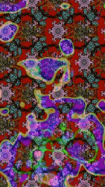 Raster deseni. Doğa. - Kırmızı ve kahverengi çiçekler. Küçük çiçekte güzel bir desen var. Çiçek kolajı. Çiçek arkaplan. Çiçek bileşimi.