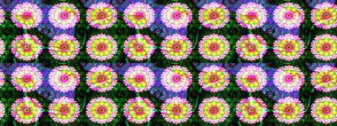 Yeşil renkli çiçekler. Renkli Yaz Temalı eskiz kalıbı. Düz Çiçek Elementleri Tasarımı. Sevimli çiçek raster deseni.