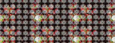 Raster illüstrasyonu. Siyah renkli çiçekler. Raster illüstrasyonu. Çiçek desenli çizim. Asya tekstil tarzında.