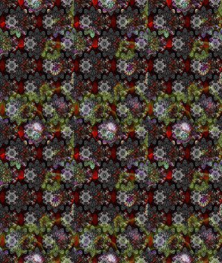 Raster illüstrasyonundaki çiçek desenli çizim. Gri renkli çiçekler.