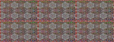 Patlayan çiçekler soyut olarak yerleştirilmiş. Raster illüstrasyonu. Gri ve kahverengi renklerde bahar çiçekleri. Raster deseni.