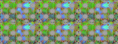 Şirin çiçekli kusursuz desen ve yeşil ve gri renkli yapraklar, suluboya çiçek deseni, duvar kağıdı, kart ya da kumaş için fayanslı. Raster illüstrasyonu.