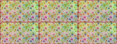 Raster illüstrasyonu. Düz Çiçek Elementleri Tasarımı. Tarafsız ve yeşil renklerde zarif çiçek buketi suluboya. Renkli Bahar Teması Kusursuz Arkaplan.