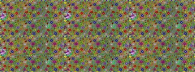 Yeşil ve kahverengi renkli çiçekler. Raster illüstrasyonunda kusursuz çiçek deseni.