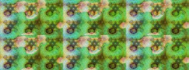 Tekstil için suluboya eskiz deseni. El çizimi çiçek çizimi deseni (fayans). Şirin çiçekli, desenli, yeşil renkli çizim deseni.