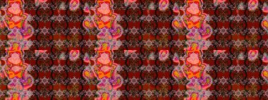 Raster illüstrasyonu. Asyalı tekstil renkleri. Suluboya çiçekli çiçek deseni.