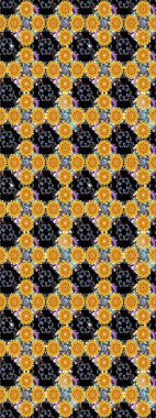 Tekstil, kumaş, kapaklar, duvar kağıtları, baskı, naylon, koleksiyon defteri, örgü, dekupaj için güzel bir eskiz. Millefleur 'lar. Küçük sarı renkte, çiçekli oldukça kaliteli besin torbası deseni..