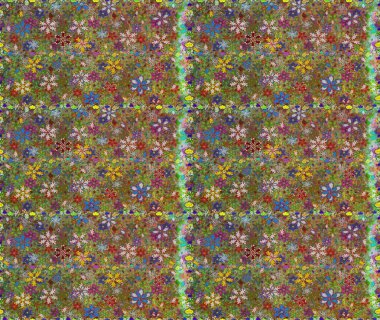 Renkli Bahar Temalı Kusursuz Arkaplan. Düz Çiçek Elementleri Tasarımı. Kusursuz çiçek deseni. Güzel kumaş deseni. Asya tekstil tarzında. Raster illüstrasyonu.