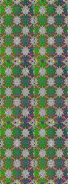 Yeşil ve gri renkte etnik çiçeklerle kusursuz bir desen. Raster Çiçek İllüstrasyonu güzel tekstil..