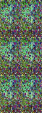 Yumuşak, bahar çiçekli arka plan. Yeşil ve mavi renkte çiçekler. Raster çiçek desenli ve çiçekli..