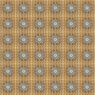 Kusursuz altın desenli bukleler. Kahverengi ve beyaz renklerde kusursuz desen. Raster altın pürüzsüz desen. Doğu tarzında altın elementler arabesk.