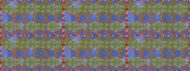 Suluboya, elle çizilmiş. Gri ve mavi renkte yaprakları olan yabani çiçekler. Raster illüstrasyonu. Kusursuz arkaplan deseni.