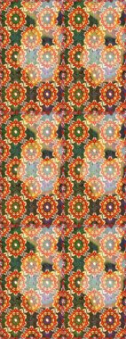 Damask arkaplanı. Barok tarzında altın çiçekli süs. Turuncu renklerde altın element. Altın çiçekli, pürüzsüz desen.