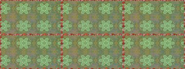 Soyut etnik raster kusursuz desen. Kabile sanatı boho baskısı, klasik çiçek arkaplanı. Arkaplan dokusu, duvar kağıdı, yeşil ve nötr renklerde çiçek teması.