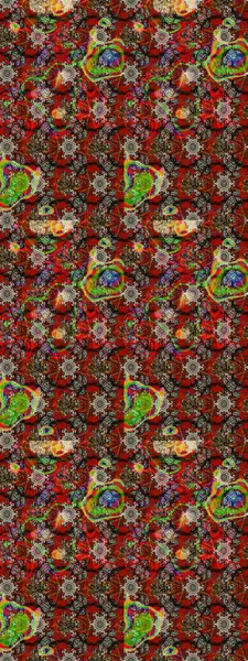 Tekstil, kumaş, ambalaj, hatıra defteri için hoş bir çiçek arkaplanı. Elle çizilmiş çiçek desenli Raster çizimi. Kahverengi ve kırmızı arka planda. Çocuksu tasarım.