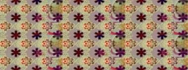 Raster illüstrasyonundaki çiçek desenli çizim. Tarafsız renklerde çiçekler. Renkli Bahar Teması eskiz kalıbı. Düz Çiçek Elementleri Tasarımı.