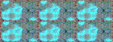 Çiçek buketleriyle klasik tarzda kusursuz desenler. Raster illüstrasyonu. Mavi ve nötr renklerde.