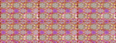 Tarafsız ve pembe renklerde. Kusursuz dekoratif arka plan, çiçek mandala. Çiçek. Raster illüstrasyonu.